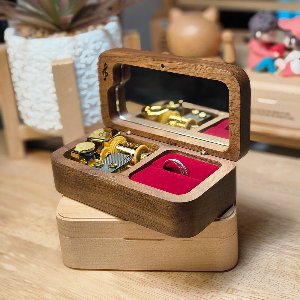 Wooden Music Ring Box