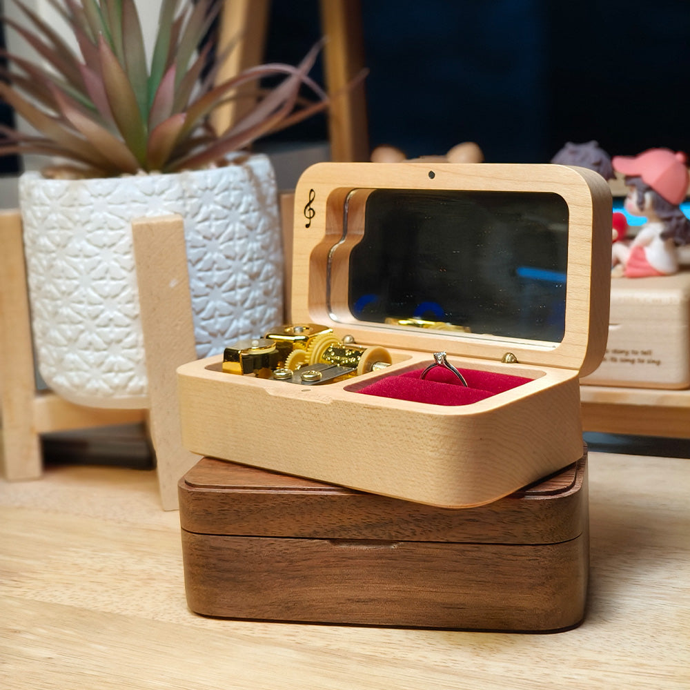 Wooden Music Ring Box